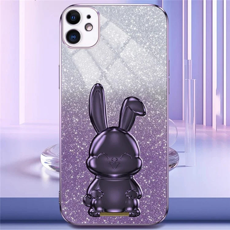 For iPhone 12 mini Glitter Powder Case Pull-out Kickstand Smart Phone Cover