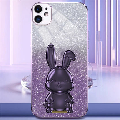 For iPhone 12 mini Glitter Powder Case Pull-out Kickstand Smart Phone Cover