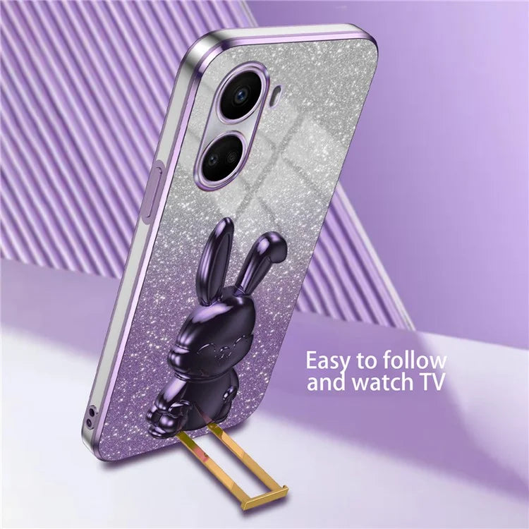 For Huawei nova 10 SE 4G Case Glitter Powder PC+TPU Anti-drop Phone Cover with Pull-out Kickstand