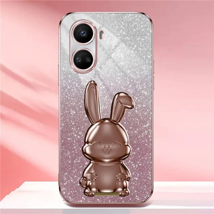 For Huawei nova 10 SE 4G Case Glitter Powder PC+TPU Anti-drop Phone Cover with Pull-out Kickstand