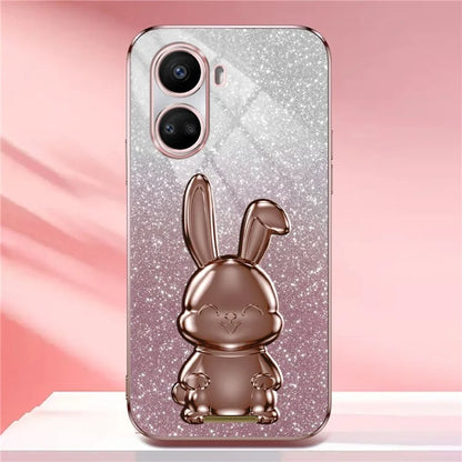 For Huawei nova 10 SE 4G Case Glitter Powder PC+TPU Anti-drop Phone Cover with Pull-out Kickstand