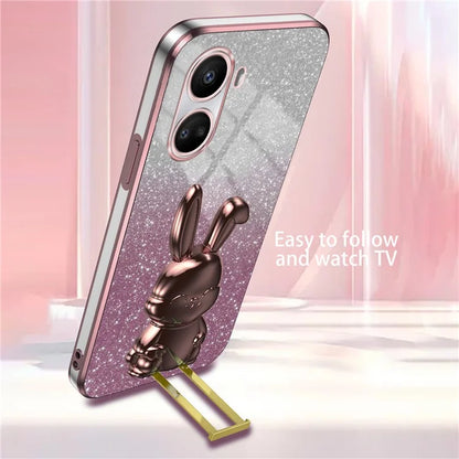 For Huawei nova 10 SE 4G Case Glitter Powder PC+TPU Anti-drop Phone Cover with Pull-out Kickstand