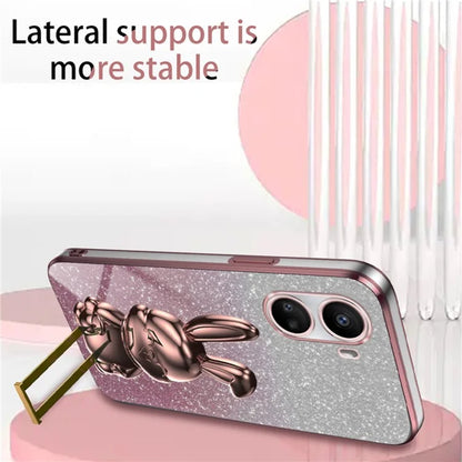 For Huawei nova 10 SE 4G Case Glitter Powder PC+TPU Anti-drop Phone Cover with Pull-out Kickstand