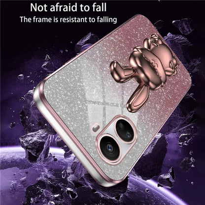 For Huawei nova 10 SE 4G Case Glitter Powder PC+TPU Anti-drop Phone Cover with Pull-out Kickstand
