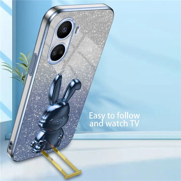 For Huawei nova 10 SE 4G Case Glitter Powder PC+TPU Anti-drop Phone Cover with Pull-out Kickstand
