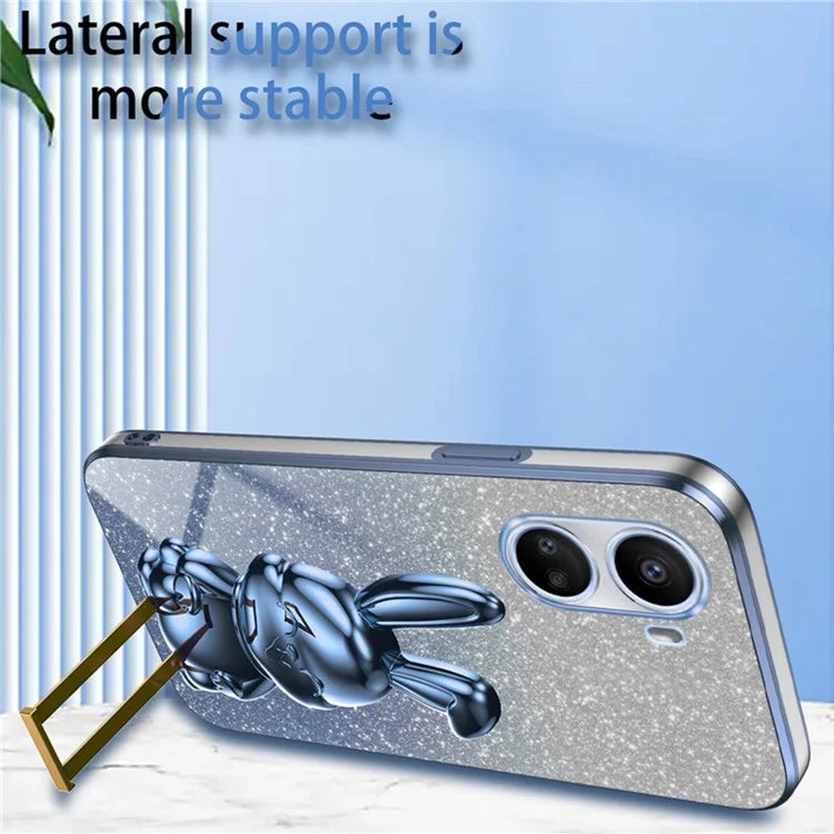 For Huawei nova 10 SE 4G Case Glitter Powder PC+TPU Anti-drop Phone Cover with Pull-out Kickstand