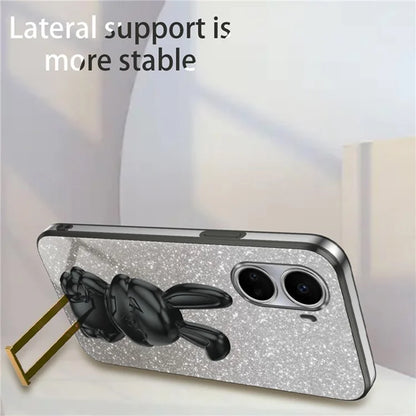 For Huawei nova 10 SE 4G Case Glitter Powder PC+TPU Anti-drop Phone Cover with Pull-out Kickstand