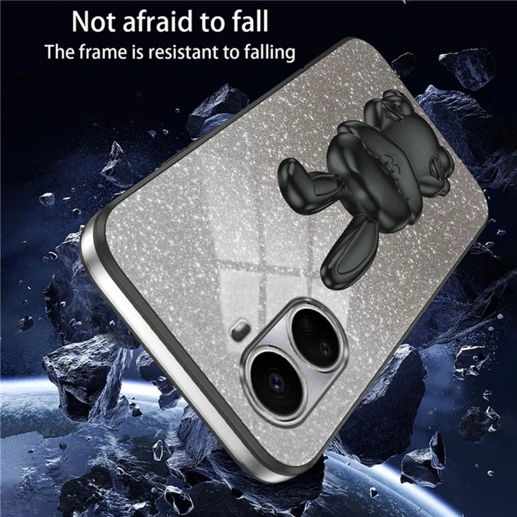 For Huawei nova 10 SE 4G Case Glitter Powder PC+TPU Anti-drop Phone Cover with Pull-out Kickstand