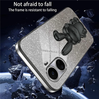 For Huawei nova 10 SE 4G Case Glitter Powder PC+TPU Anti-drop Phone Cover with Pull-out Kickstand