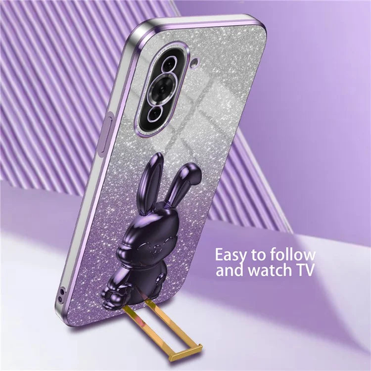 For Huawei nova 10 4G Case Cartoon Rabbit PC+TPU Pull-out Kickstand Design Phone Cover