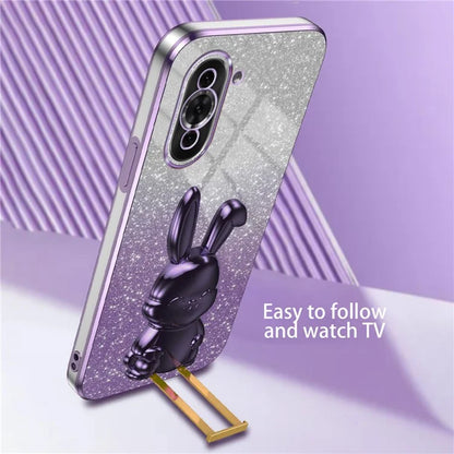 For Huawei nova 10 4G Case Cartoon Rabbit PC+TPU Pull-out Kickstand Design Phone Cover