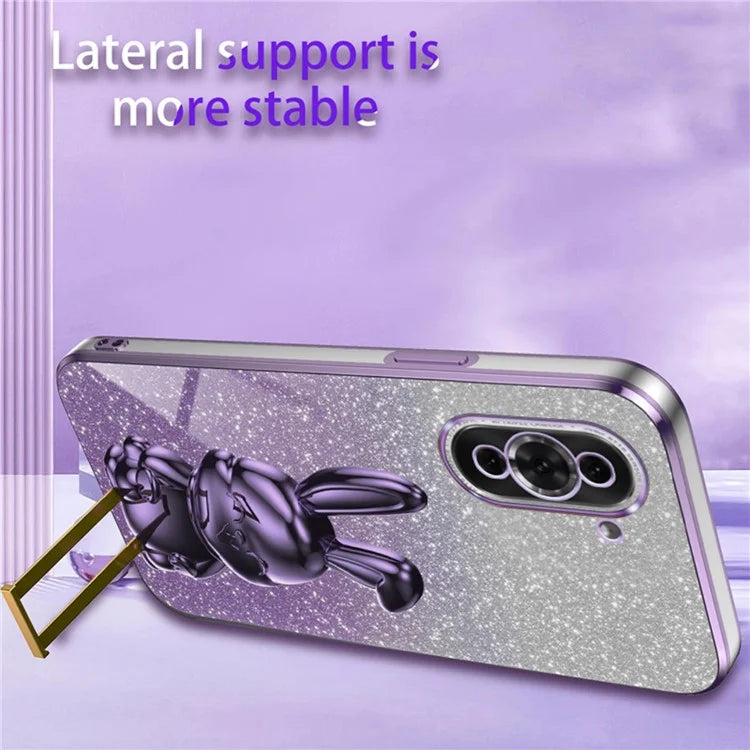 For Huawei nova 10 4G Case Cartoon Rabbit PC+TPU Pull-out Kickstand Design Phone Cover