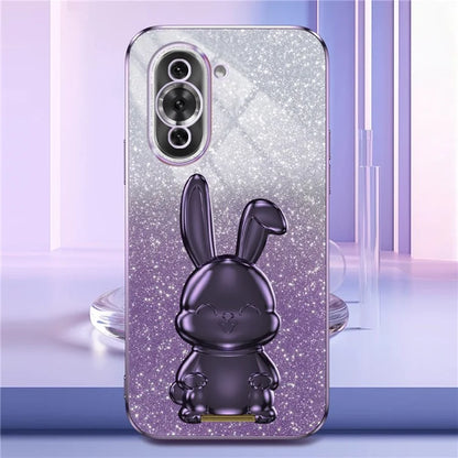 For Huawei nova 10 Pro 4G Cell Phone Case Cartoon Rabbit Glitter PC+TPU Pull-out Kickstand Cover