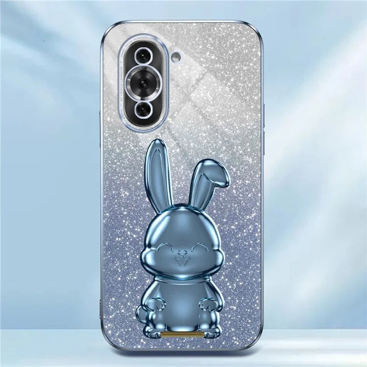 For Huawei nova 10 Pro 4G Cell Phone Case Cartoon Rabbit Glitter PC+TPU Pull-out Kickstand Cover