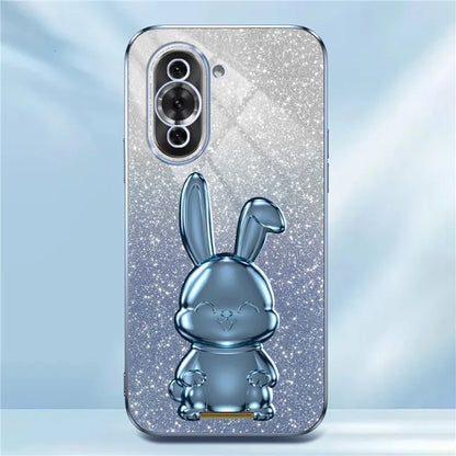 For Huawei nova 10 Pro 4G Cell Phone Case Cartoon Rabbit Glitter PC+TPU Pull-out Kickstand Cover