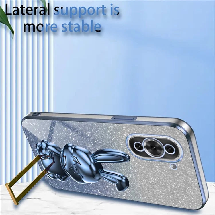 For Huawei nova 10 Pro 4G Cell Phone Case Cartoon Rabbit Glitter PC+TPU Pull-out Kickstand Cover