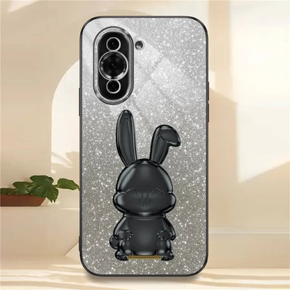 For Huawei nova 10 Pro 4G Cell Phone Case Cartoon Rabbit Glitter PC+TPU Pull-out Kickstand Cover
