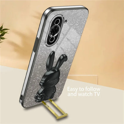 For Huawei nova 10 Pro 4G Cell Phone Case Cartoon Rabbit Glitter PC+TPU Pull-out Kickstand Cover