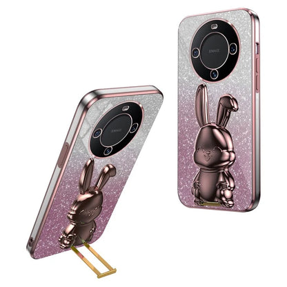 For Huawei Mate 60 Case Glitter Powder Electroplated Anti-drop Phone Cover with Pull-out Kickstand