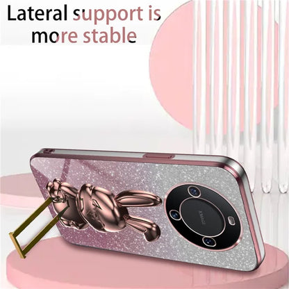 For Huawei Mate 60 Case Glitter Powder Electroplated Anti-drop Phone Cover with Pull-out Kickstand