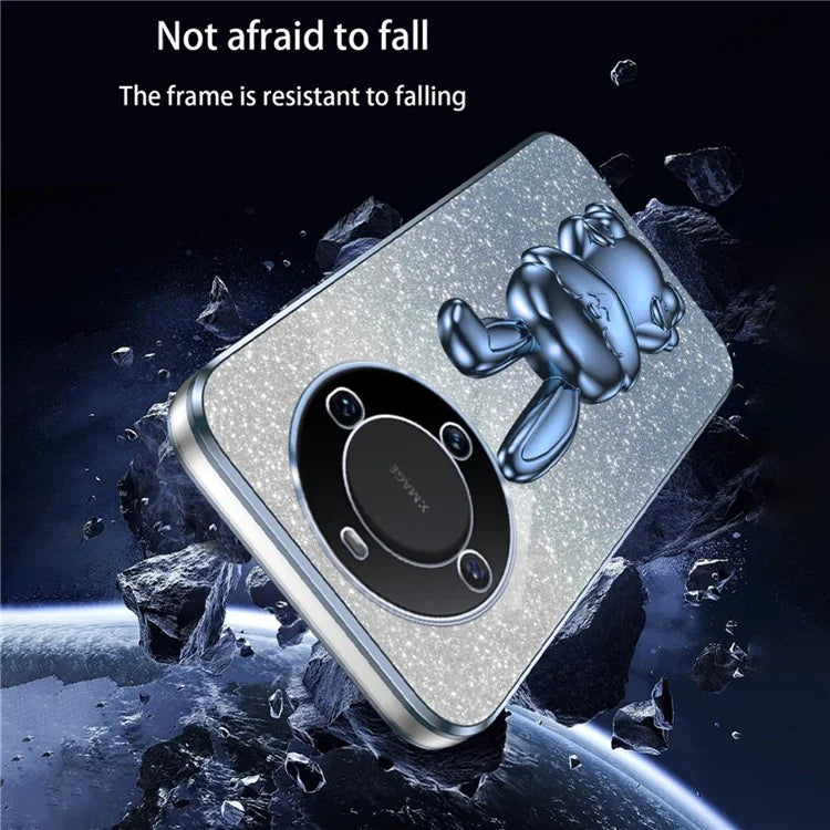 For Huawei Mate 60 Case Glitter Powder Electroplated Anti-drop Phone Cover with Pull-out Kickstand
