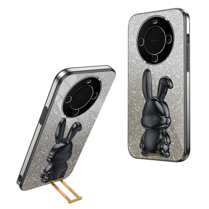 For Huawei Mate 60 Case Glitter Powder Electroplated Anti-drop Phone Cover with Pull-out Kickstand