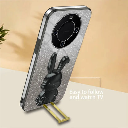 For Huawei Mate 60 Case Glitter Powder Electroplated Anti-drop Phone Cover with Pull-out Kickstand