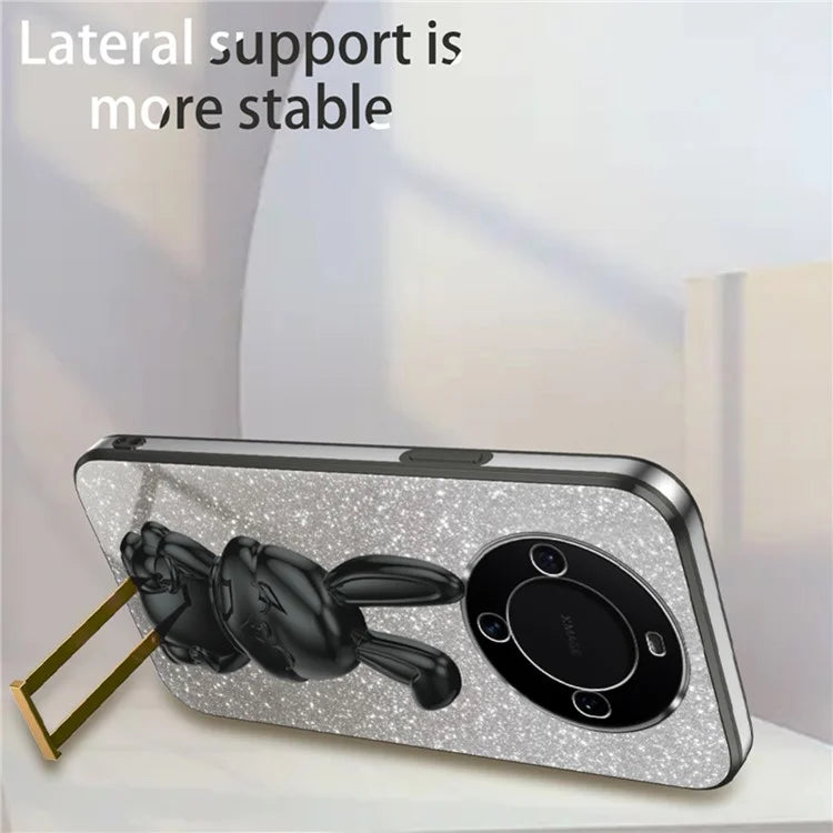 For Huawei Mate 60 Case Glitter Powder Electroplated Anti-drop Phone Cover with Pull-out Kickstand