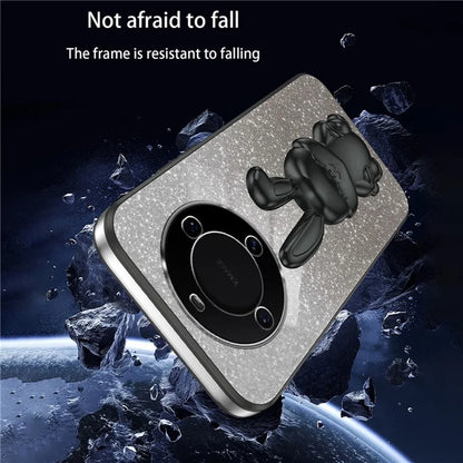 For Huawei Mate 60 Case Glitter Powder Electroplated Anti-drop Phone Cover with Pull-out Kickstand