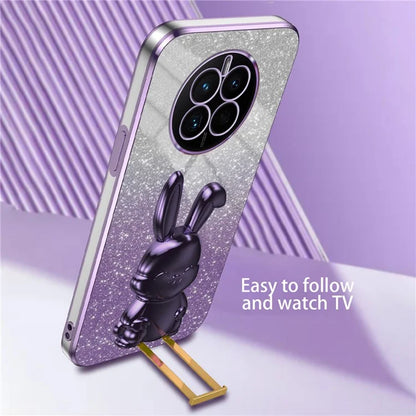 For Huawei Mate 50 4G Case Cute Rabbit Pull-out Kickstand PC+TPU Anti-scratch Phone Cover