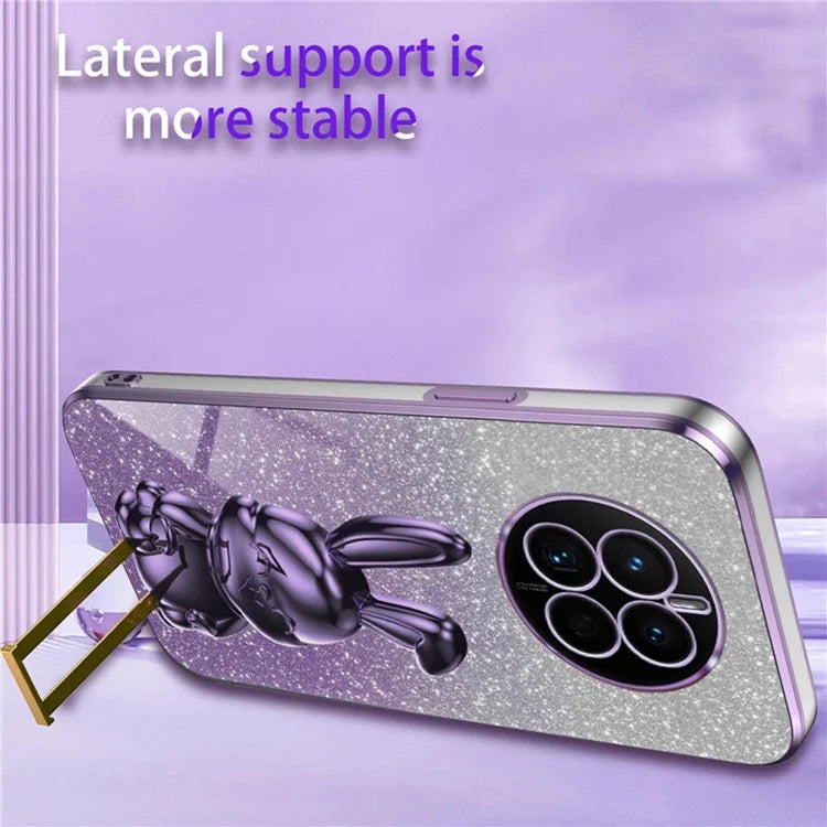For Huawei Mate 50 4G Case Cute Rabbit Pull-out Kickstand PC+TPU Anti-scratch Phone Cover