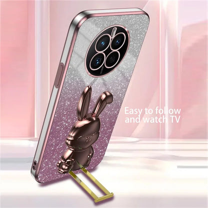 For Huawei Mate 50 4G Case Cute Rabbit Pull-out Kickstand PC+TPU Anti-scratch Phone Cover