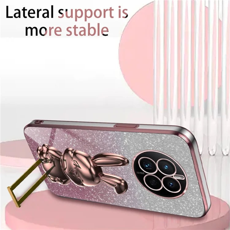 For Huawei Mate 50 4G Case Cute Rabbit Pull-out Kickstand PC+TPU Anti-scratch Phone Cover