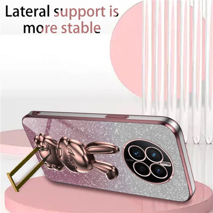 For Huawei Mate 50 4G Case Cute Rabbit Pull-out Kickstand PC+TPU Anti-scratch Phone Cover