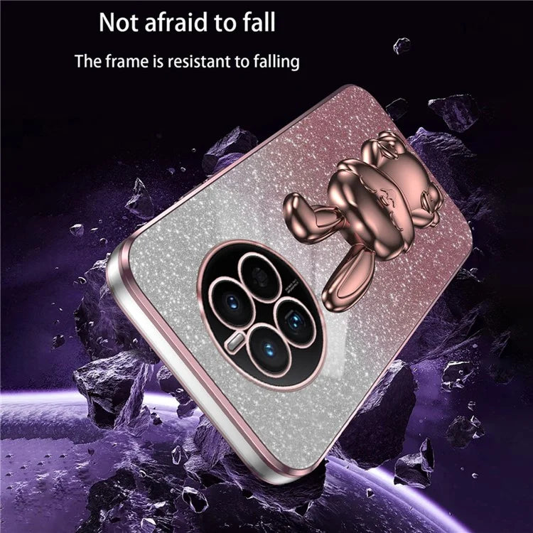 For Huawei Mate 50 4G Case Cute Rabbit Pull-out Kickstand PC+TPU Anti-scratch Phone Cover
