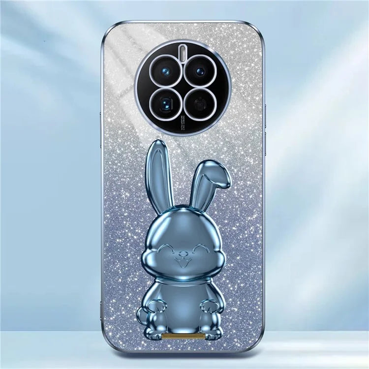 For Huawei Mate 50 4G Case Cute Rabbit Pull-out Kickstand PC+TPU Anti-scratch Phone Cover