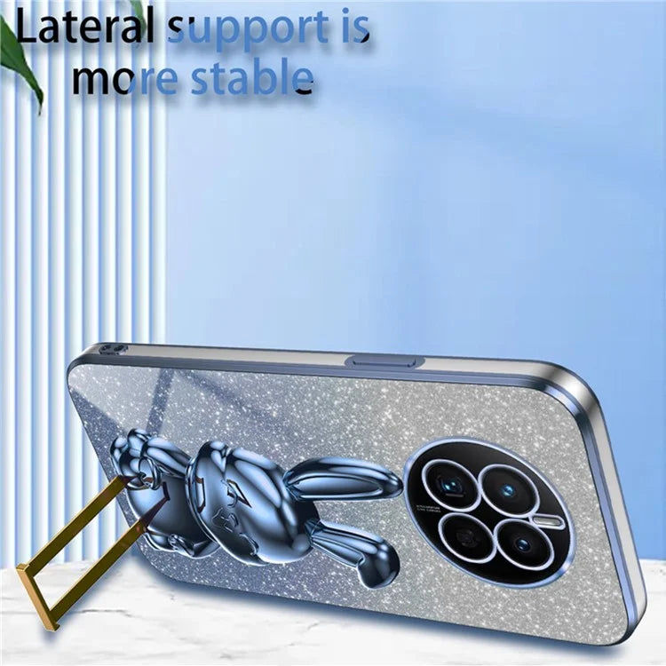For Huawei Mate 50 4G Case Cute Rabbit Pull-out Kickstand PC+TPU Anti-scratch Phone Cover
