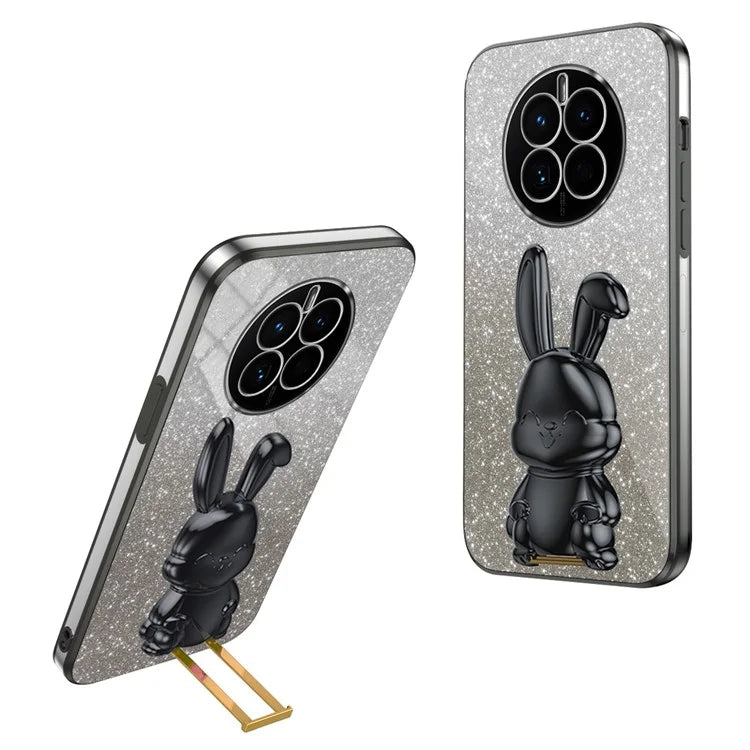 For Huawei Mate 50 4G Case Cute Rabbit Pull-out Kickstand PC+TPU Anti-scratch Phone Cover