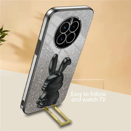 For Huawei Mate 50 4G Case Cute Rabbit Pull-out Kickstand PC+TPU Anti-scratch Phone Cover