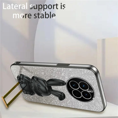 For Huawei Mate 50 4G Case Cute Rabbit Pull-out Kickstand PC+TPU Anti-scratch Phone Cover