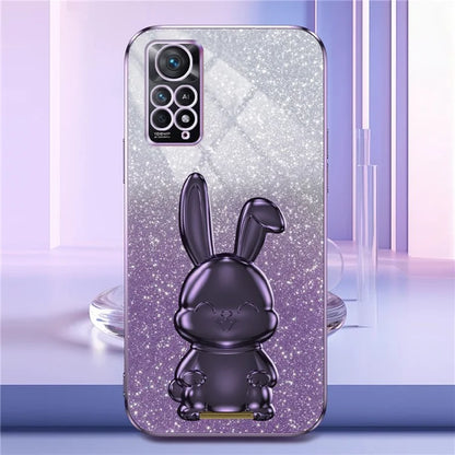 For Xiaomi Redmi Note 11E Pro 5G Pull-out Kickstand Phone Cover Electroplating Rabbit Case