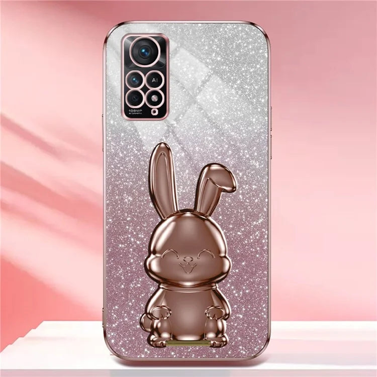 For Xiaomi Redmi Note 11E Pro 5G Pull-out Kickstand Phone Cover Electroplating Rabbit Case
