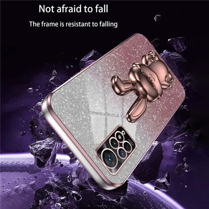 For Xiaomi Redmi Note 11E Pro 5G Pull-out Kickstand Phone Cover Electroplating Rabbit Case