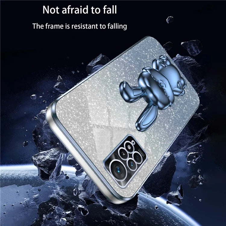 For Xiaomi Redmi Note 11E Pro 5G Pull-out Kickstand Phone Cover Electroplating Rabbit Case