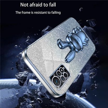 For Xiaomi Redmi Note 11E Pro 5G Pull-out Kickstand Phone Cover Electroplating Rabbit Case