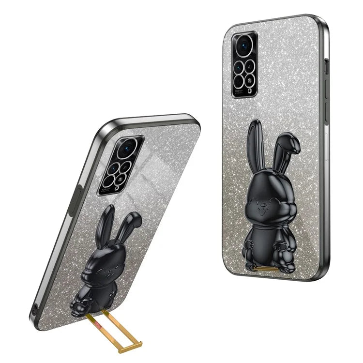 For Xiaomi Redmi Note 11E Pro 5G Pull-out Kickstand Phone Cover Electroplating Rabbit Case