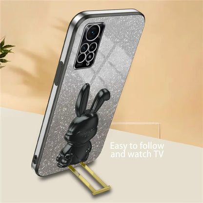 For Xiaomi Redmi Note 11E Pro 5G Pull-out Kickstand Phone Cover Electroplating Rabbit Case
