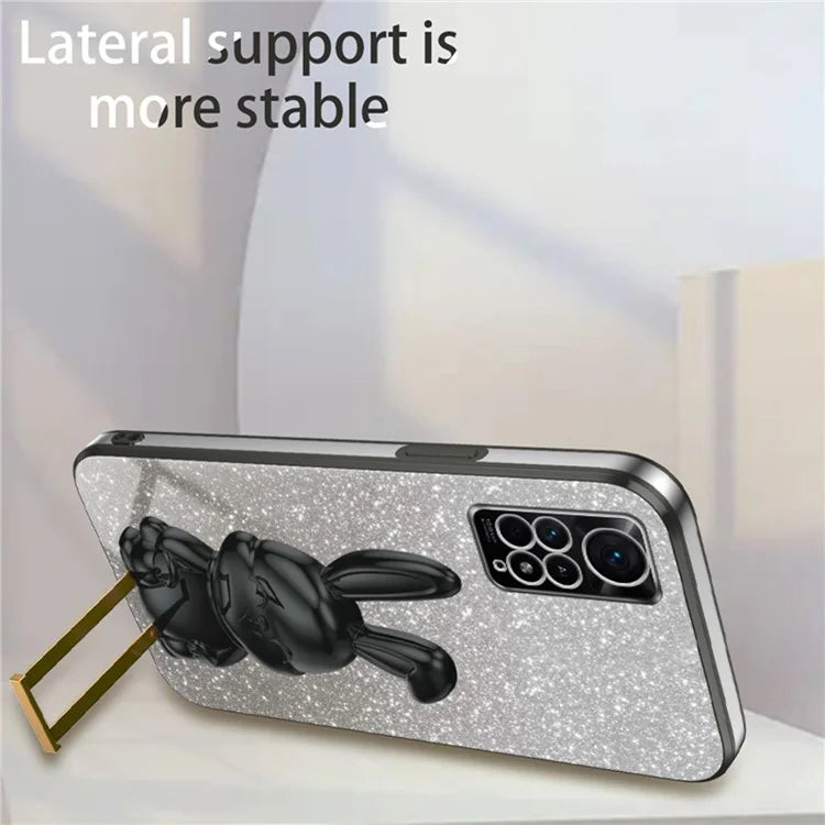 For Xiaomi Redmi Note 11E Pro 5G Pull-out Kickstand Phone Cover Electroplating Rabbit Case