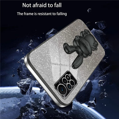 For Xiaomi Redmi Note 11E Pro 5G Pull-out Kickstand Phone Cover Electroplating Rabbit Case