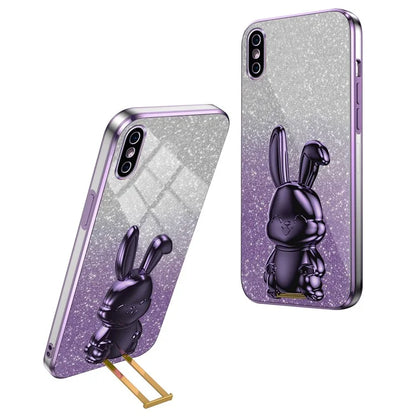 For iPhone XS Max Pull-out Kickstand Phone Cover Fall Protection Rabbit Case